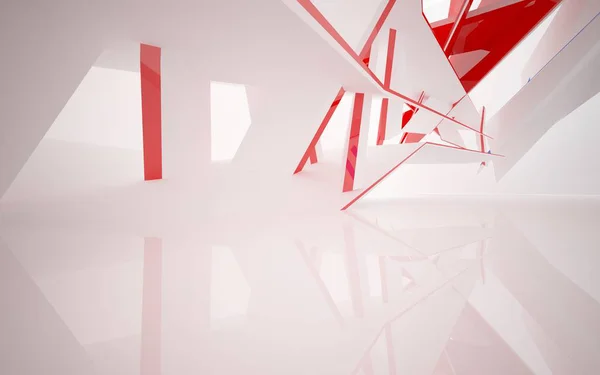 Interior com linhas de vidro geométrico vermelho — Fotografia de Stock