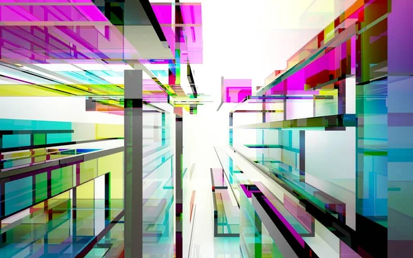Färgade abstrakta rummet interiören — Stockfoto