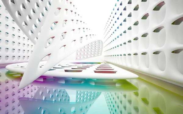 Innenraum mit farbigen glatten Objekten — Stockfoto