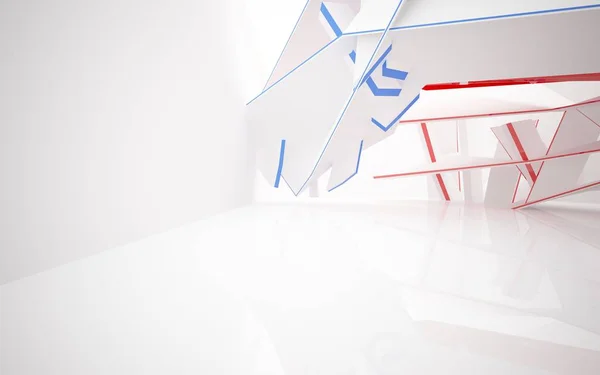 Interieur met rode geometrische glas lijnen — Stockfoto