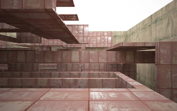 Wnętrze z betonu metalu i brązowy — Zdjęcie stockowe