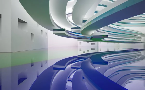 Interior abstrato com linhas coloridas — Fotografia de Stock
