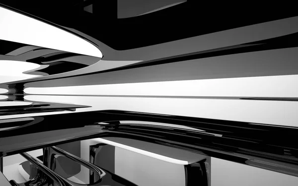 Weißes Interieur mit schwarzen glatten Objekten — Stockfoto