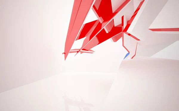 Интерьер с красными геометрическими линиями стекла — стоковое фото