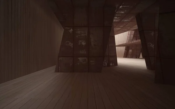 Interior abstracto de metal y madera — Foto de Stock