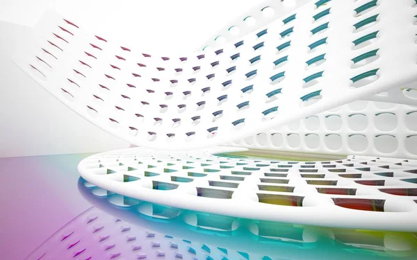 Interieur met gekleurde gladde objecten — Stockfoto