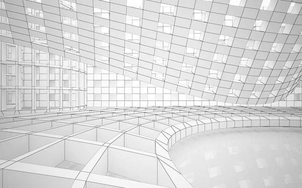 Interior branco com objetos futuristas — Fotografia de Stock