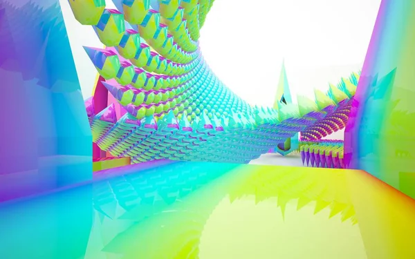 Dynamisch interieur met gekleurde objecten — Stockfoto