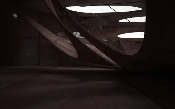 Пустой интерьер комнаты из коричневого бетона — стоковое фото