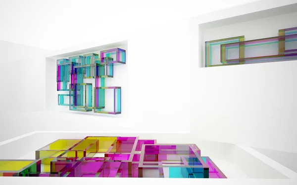 Intérieur dynamique abstrait avec des objets colorés dégradés — Photo