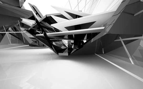 Interior do futuro com escultura preta brilhante — Fotografia de Stock