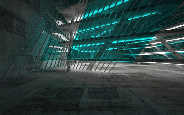 Bstract glass turquoise and concrete smooth interior — Stock Photo, Image