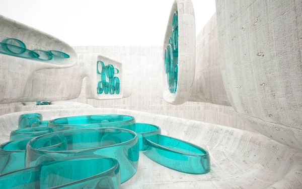 Abstraktes Interieur mit futuristischen Objekten. — Stockfoto