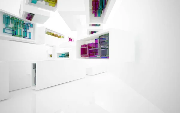 Intérieur dynamique abstrait avec des objets colorés dégradés — Photo