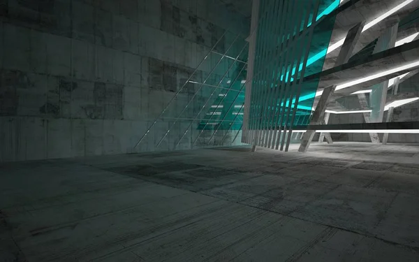 Bstract glass turquoise and concrete smooth interior — Stock Photo, Image