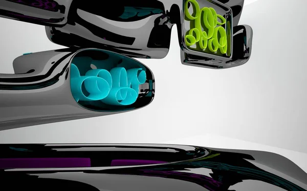 Dynamiska interiör med färgade objekt — Stockfoto