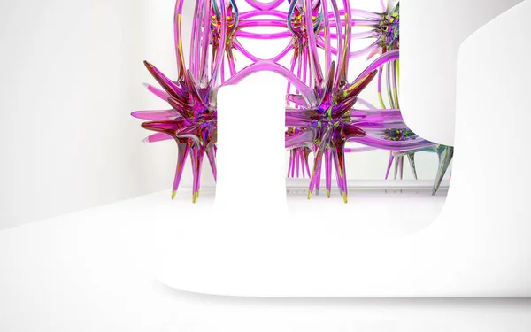 컬러 라인으로 추상적인 건축 인테리어 — 스톡 사진