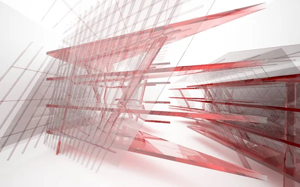 Interior with red geometric glass lines — Stock Photo, Image