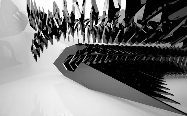 Interior del futuro con escultura negra brillante —  Fotos de Stock