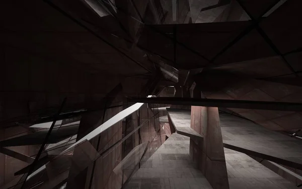 Sala de hormigón marrón abstracto oscuro vacío — Foto de Stock