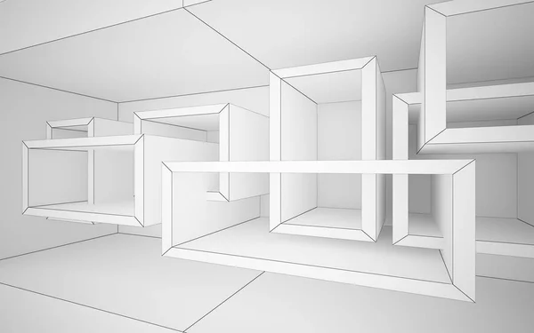 Abstraktes Interieur mit futuristischen Objekten. — Stockfoto