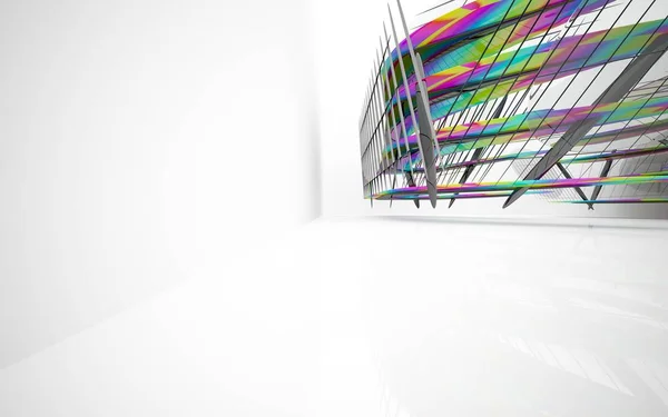 Interieur met geometrische glas lijnen — Stockfoto