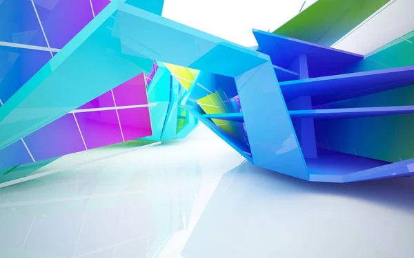 Interieur met kleurovergang geometrische glas sculptuur — Stockfoto