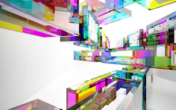 Interior dinâmico abstrato com objetos coloridos gradiente — Fotografia de Stock