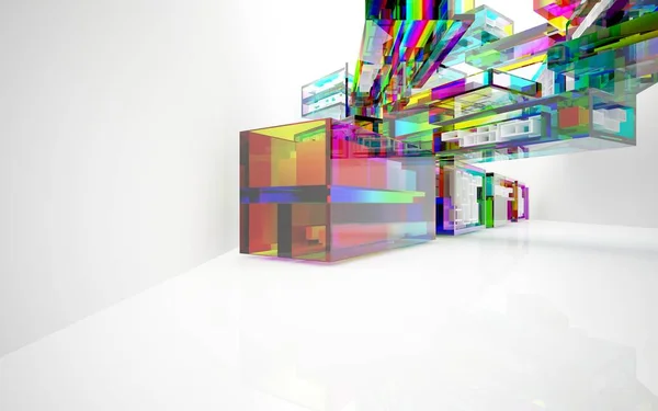 Interior dinâmico abstrato com objetos coloridos gradiente — Fotografia de Stock
