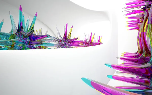 Абстрактный архитектурный интерьер с цветными линиями — стоковое фото