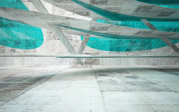 Leeren abstrakten Glas türkis und Beton glatten Innenraum — Stockfoto
