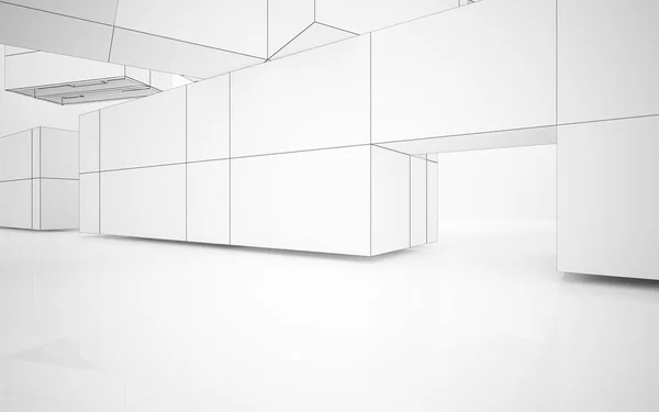 Abstraktní interiér s futuristické objekty. — Stock fotografie