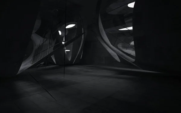 Пустой темно-абстрактный бетонный зал — стоковое фото