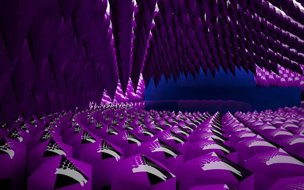 Динамичный интерьер с фиолетовыми объектами — стоковое фото