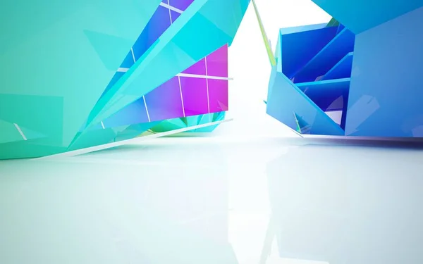 Interiör med gradient geometriska glas skulptur — Stockfoto