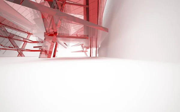 Interieur met rode geometrische glas lijnen — Stockfoto