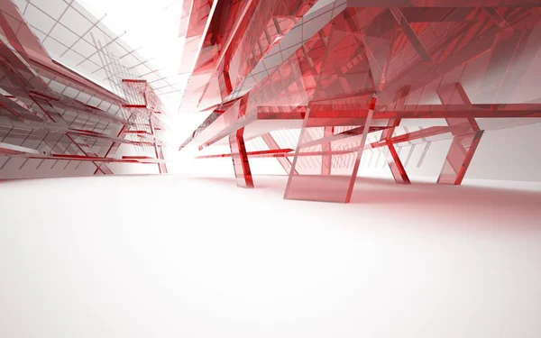 Intérieur avec des lignes de verre géométriques rouges — Photo