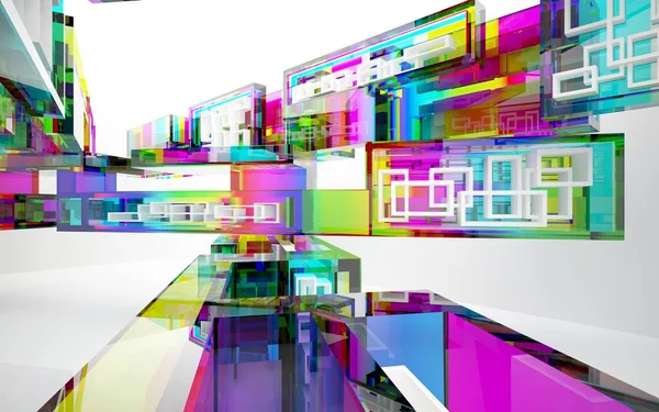 Abstrakta dynamiska interiör med gradient färgade objekt — Stockfoto