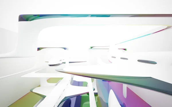 Wit interieur met gekleurde gladde objecten — Stockfoto