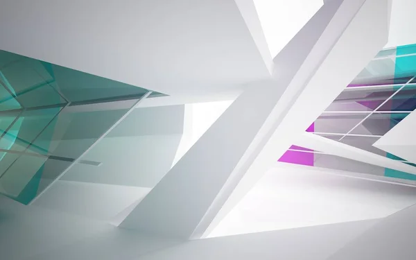 Abstrakte architektonische weiße Innenräume — Stockfoto