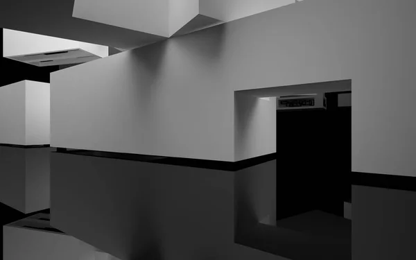 Innenraum mit schwarz-weißen Objekten — Stockfoto