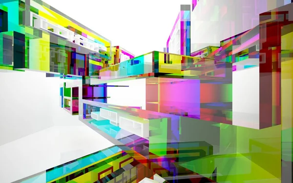 Абстрактний динамічний інтер'єр з градієнтними кольоровими об'єктами — стокове фото