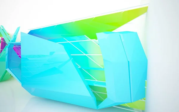 Interior with gradient geometric glass sculpture — Stock Photo, Image