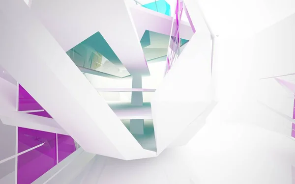 Építészeti belső geometriai üveg vonalakkal — Stock Fotó