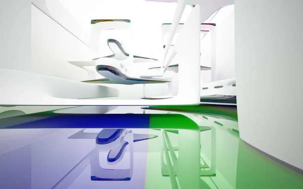 Wit interieur met gekleurde gladde objecten — Stockfoto