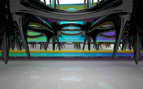 Abstract architectuur interieur met gekleurde lijnen — Stockfoto