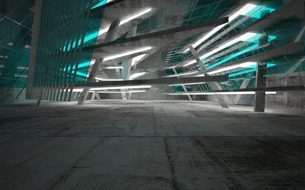 Bstract glass turquoise and concrete smooth interior — Stock Photo, Image