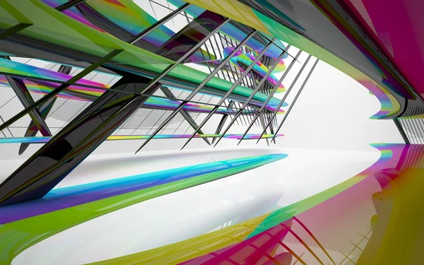 Innenraum mit geometrischen Glaslinien — Stockfoto
