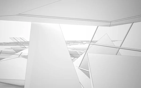 Abstract wit interieur benadrukt toekomst. — Stockfoto