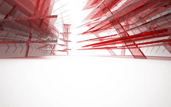 Interior with red geometric glass lines — Stock Photo, Image